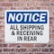 Signmission All Shipping And Receiving In Rear, 10 in W x Rectangle, Plastic OS-2PACK-NS-P-710-L-15223 - alternate 8